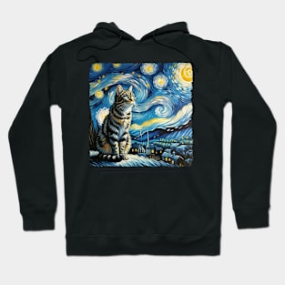 Tabby Starry Night Inspired - Artistic Cat Hoodie